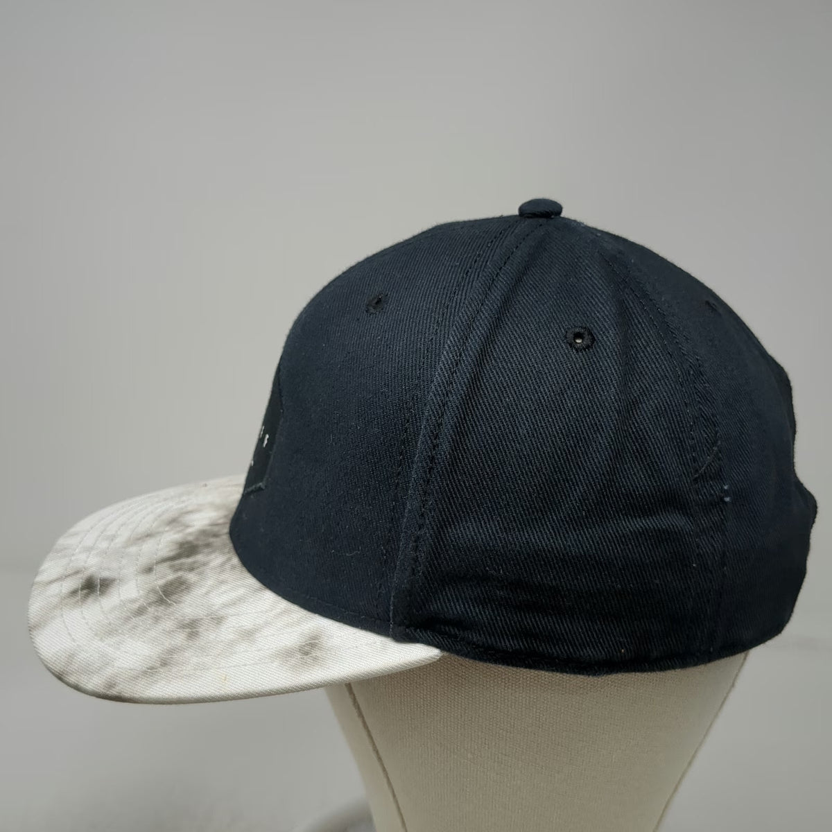 Neff Snapback Hat Black White Gray One Size Marbled Brim Hexagon Patch Flat Bill