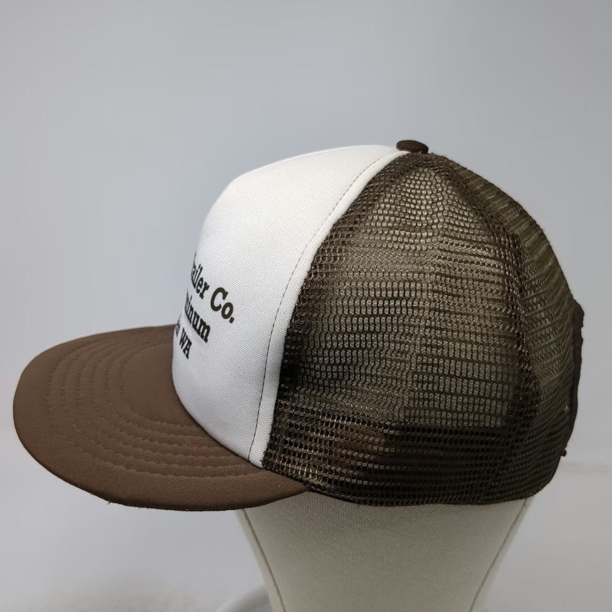 I/D/E/A inc. Lynlite Trailer Co. Brown White Trucker Hat Snapback Mesh Vintage