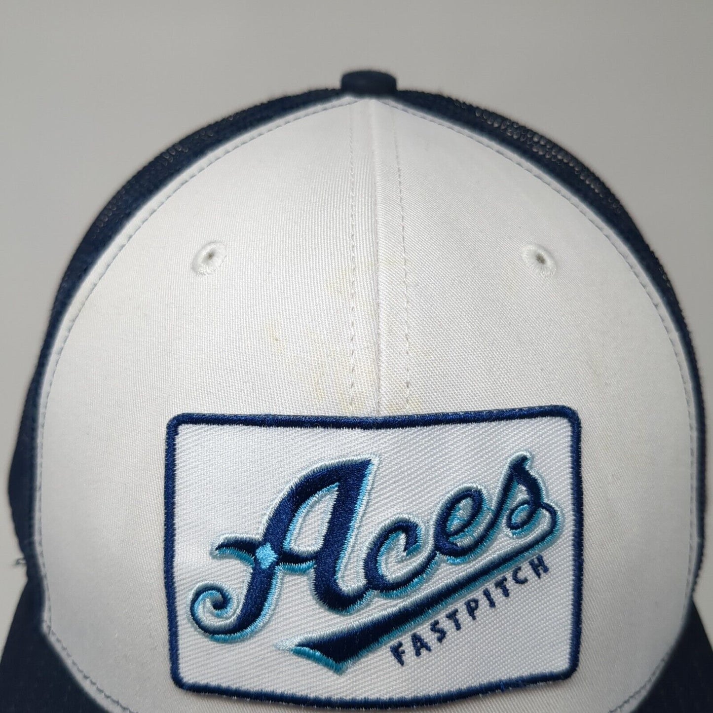 Aces Fastpitch Snapback Trucker Hat Blue One Size Mesh Back Adjustable