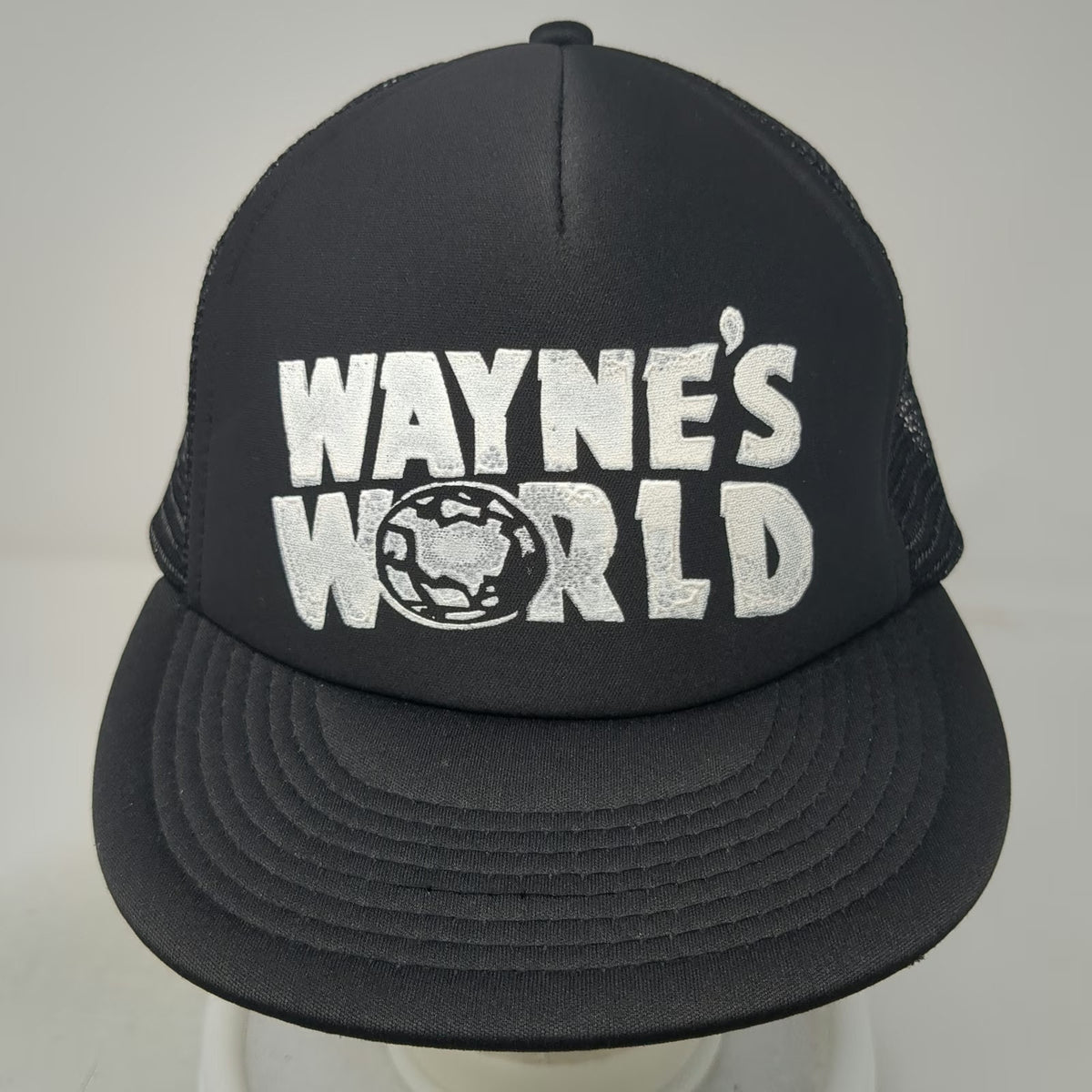 Wayne's World Movie Logo Black One Size Trucker Hat Snapback Foam Mesh Back