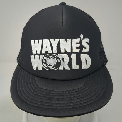 Wayne's World Movie Logo Black One Size Trucker Hat Snapback Foam Mesh Back