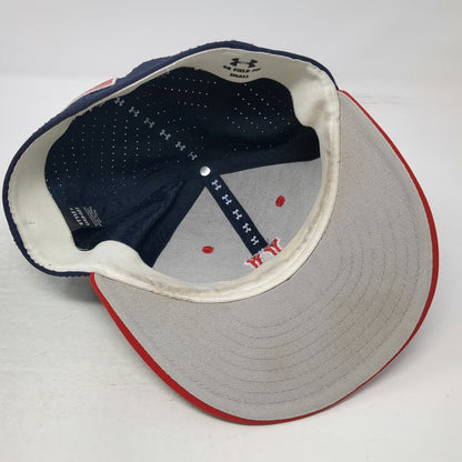 Under Armour Baseball Cap Blue Red S Fitted American Flag Perforated Stretch Hat