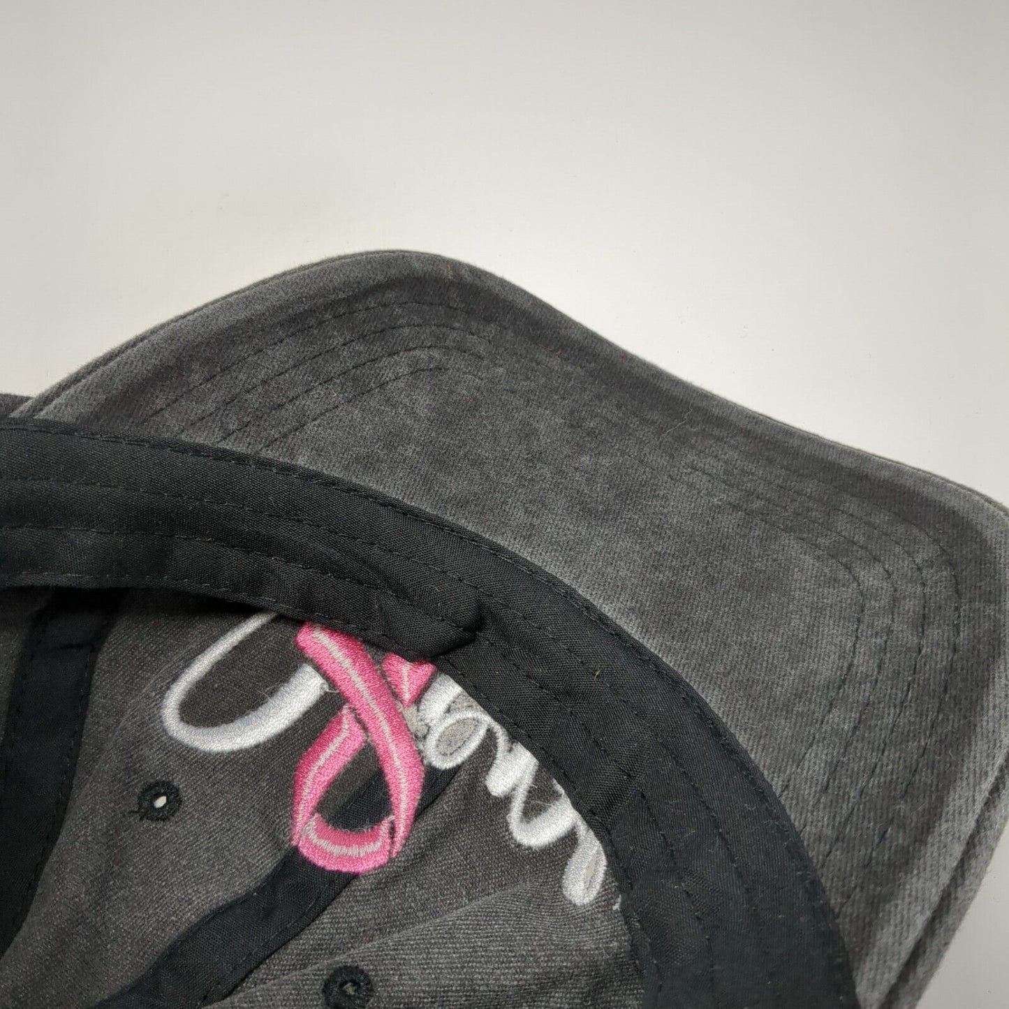 Hope Pink Ribbon Slideback Hat Gray One Size Adjustable Embroidered