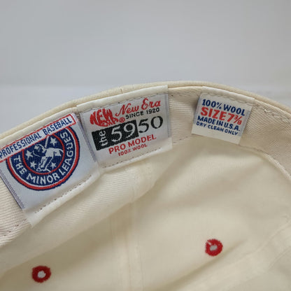 Boise Hawks Minor League New Era Cap Beige Black Red 7 3/8 Wool Made in USA 5950
