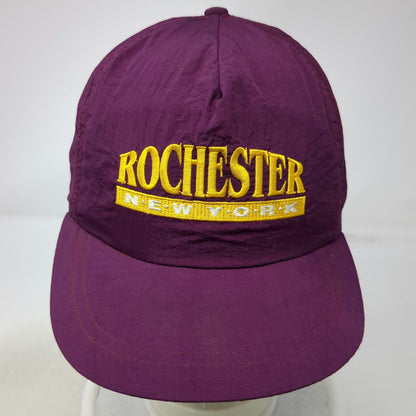 Rochester New York 5 Panel Purple Yellow White Hat Nylon Snapback Vintage
