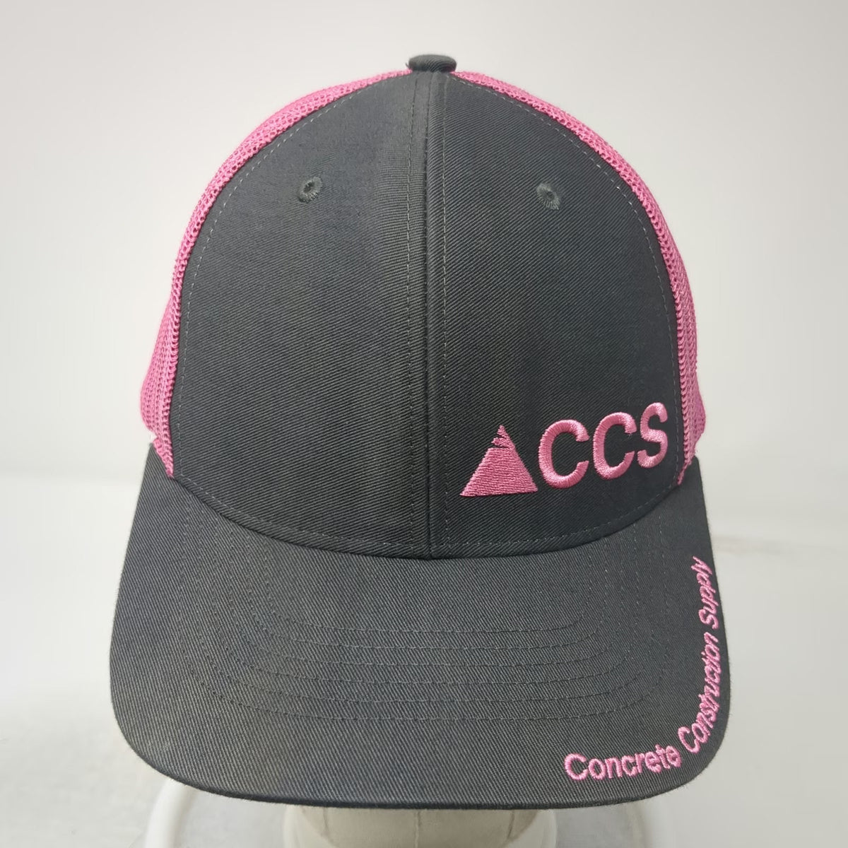 Richardson Trucker Hat Gray Pink One Size Mesh Snapback Concrete Construction