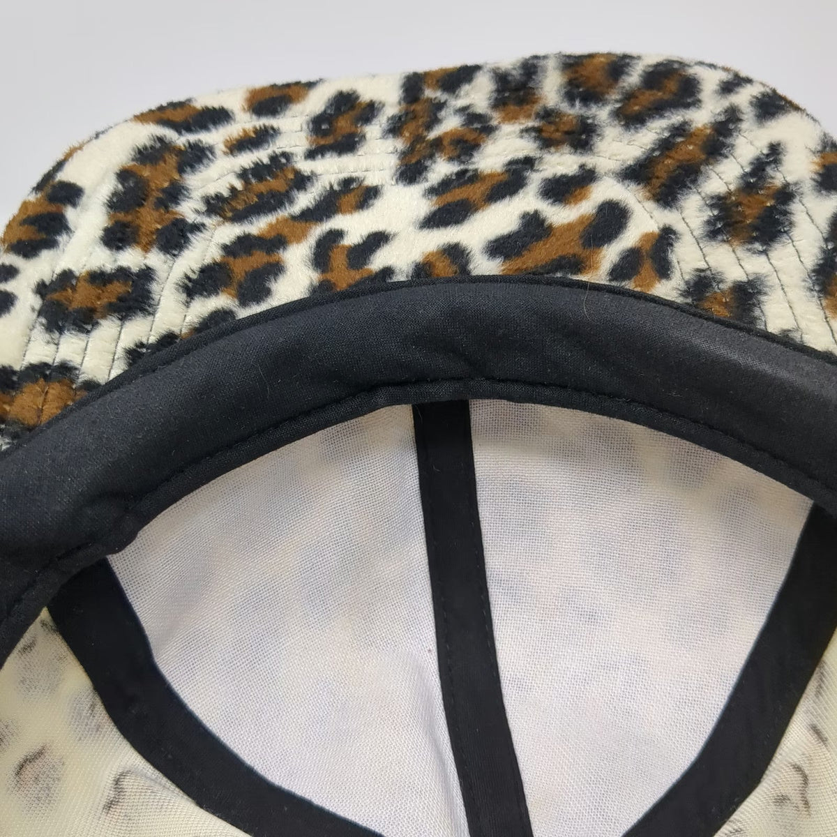 BUTT FURR Baseball Cap White Leopard Print Faux Fur One Size Strapback Hat