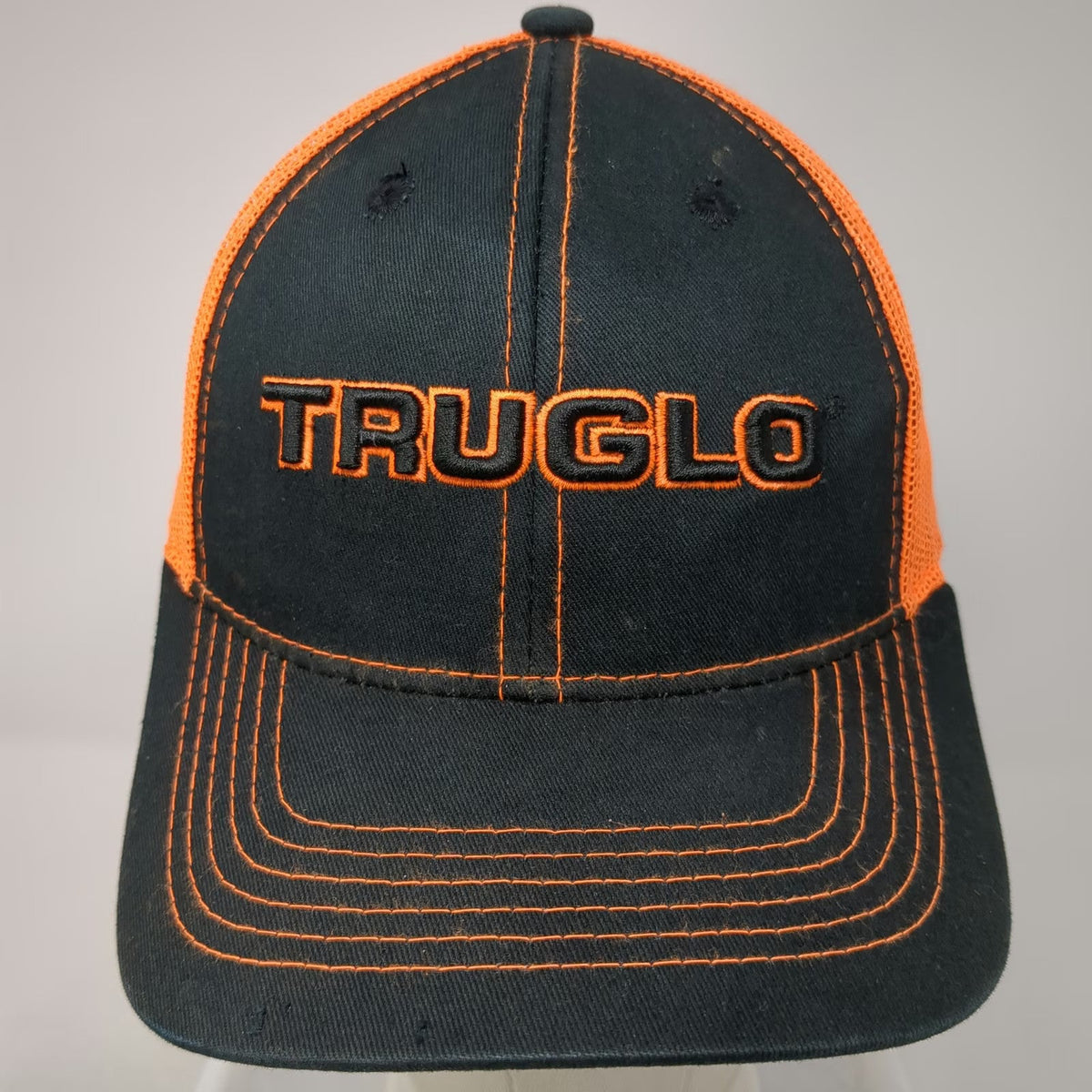 TRUGLO Baseball Cap Black Orange One Size Mesh Back Contrast Stitching Hat