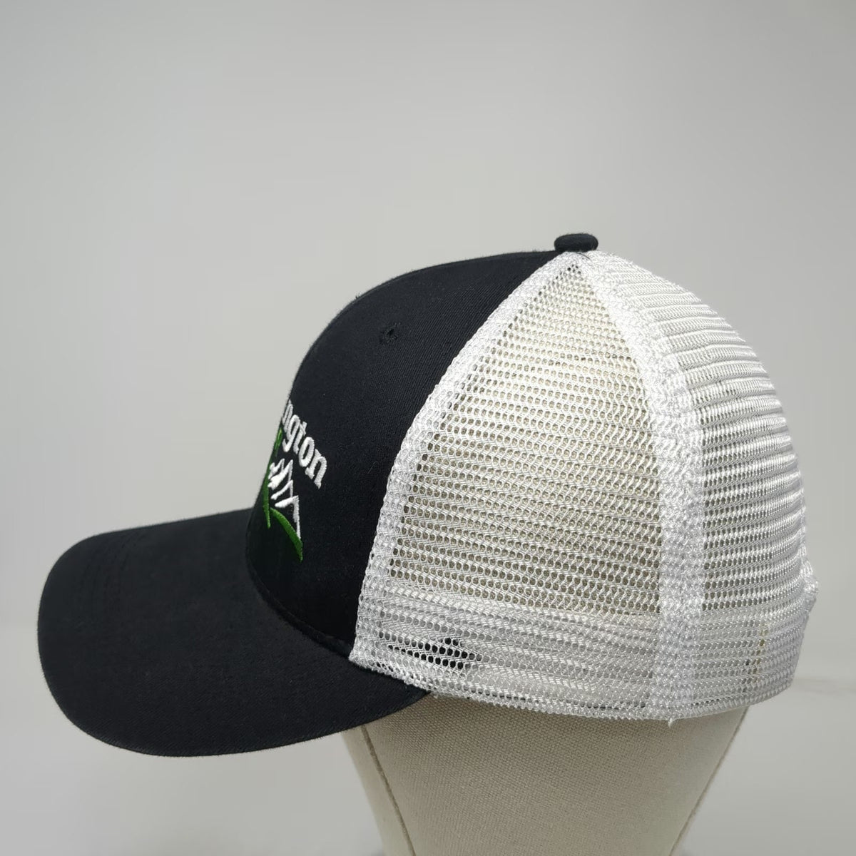 Washington Tractor Trucker Hat Black One Size Snapback Mesh Mountain Logo Cap