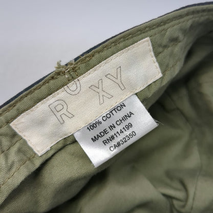 Roxy Army Cap Green Camo One Size Hat Distressed Crest Velvet Floral Heart