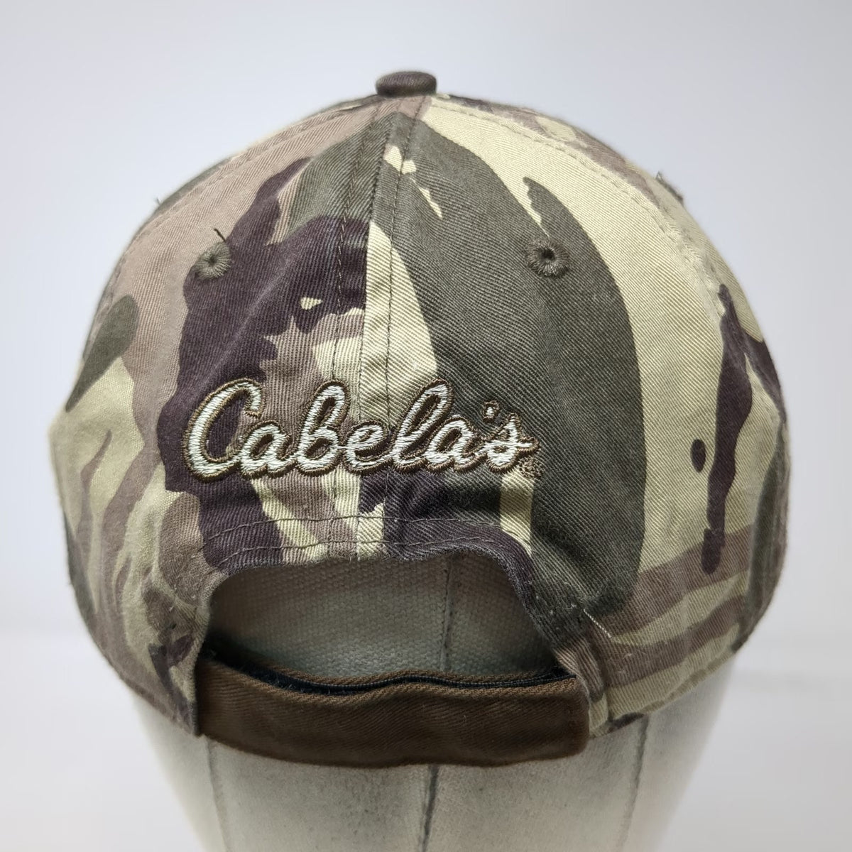Cabela's Baseball Cap Beige One Size American Flag Patch Camo Strapback Hat