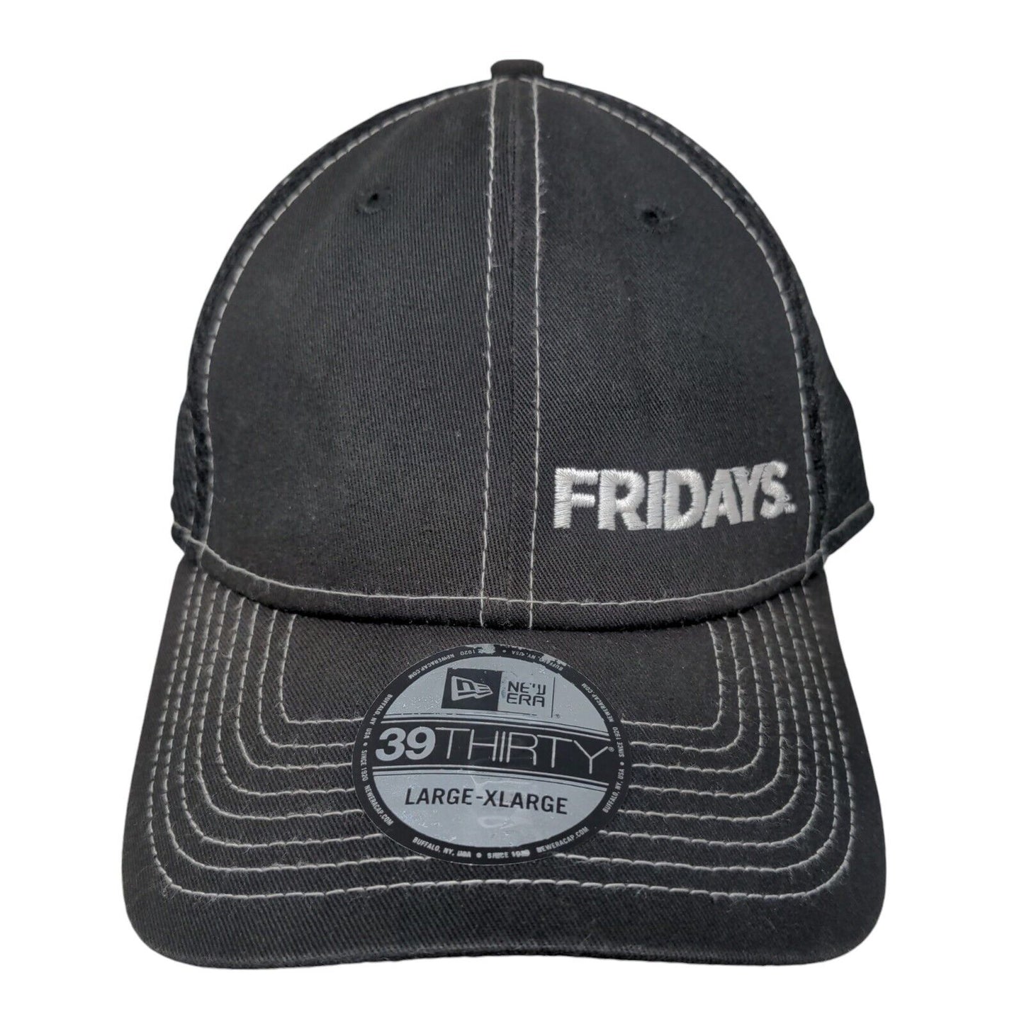 Fridays Fitted Mesh Back Hat Black L/XL Embroidered New Era 39Thirty