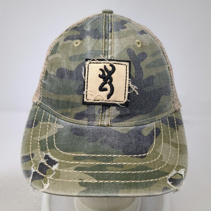 Browning Baseball Cap Green Camo One Size Mesh Back Buckmark Logo Strapback Hat