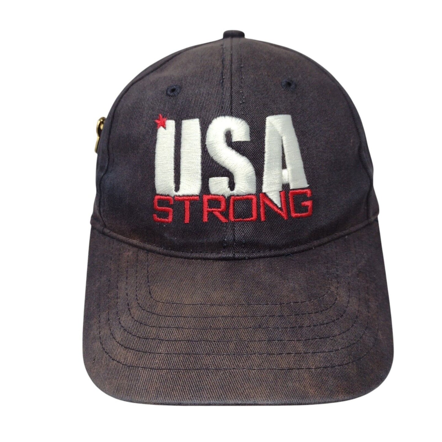 USA Strong Strapback Hat Blue OSFA Embroidered Pink Ribbon St. Luke's