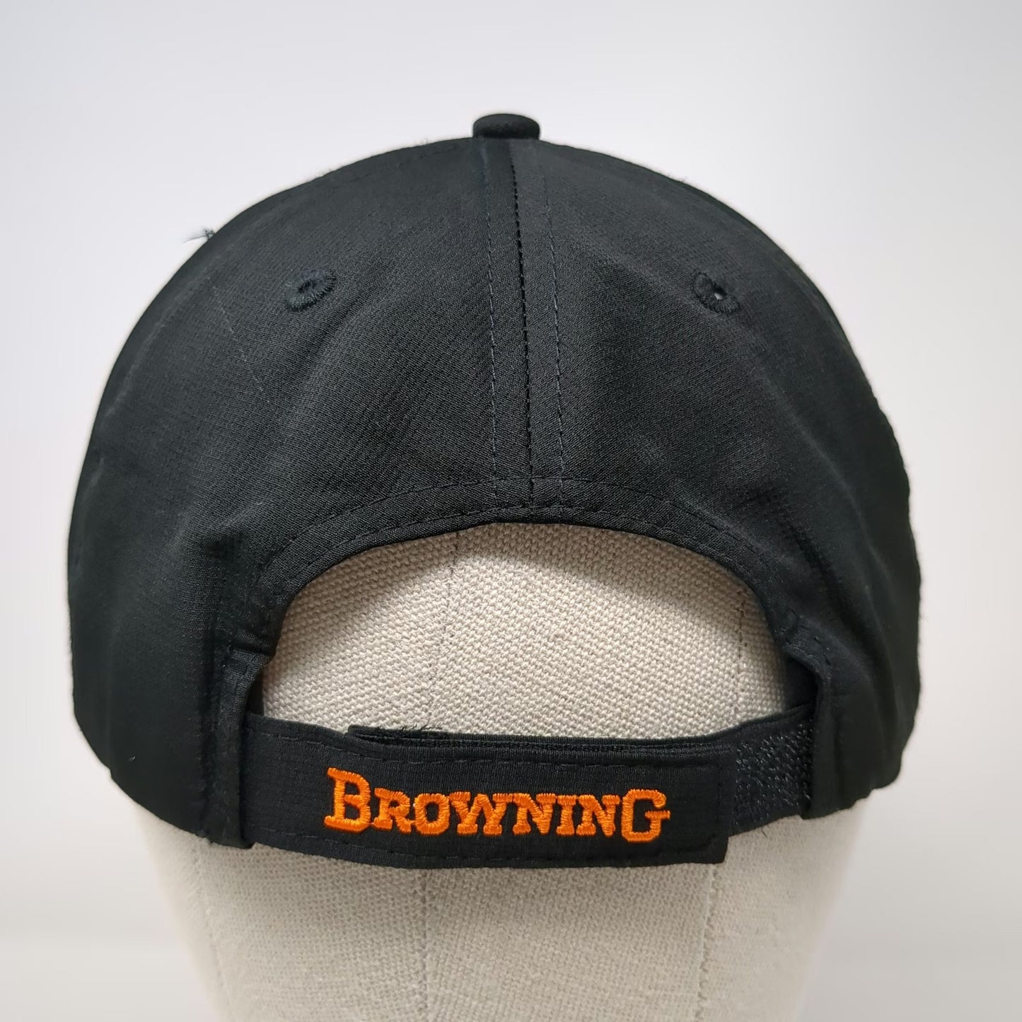 Browning Baseball Cap Black One Size Strapback Orange Buckmark Side Logo Hat