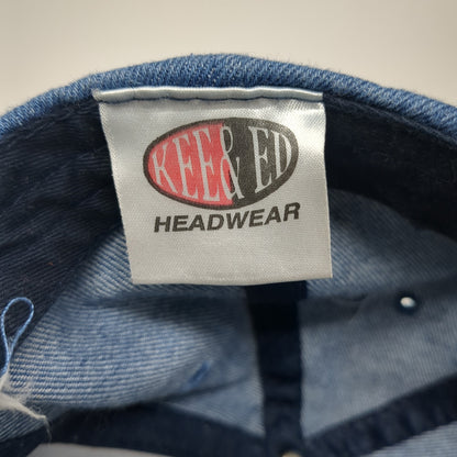 Just Married Slideback Hat Blue One Size Adjustable Embroidered Denim
