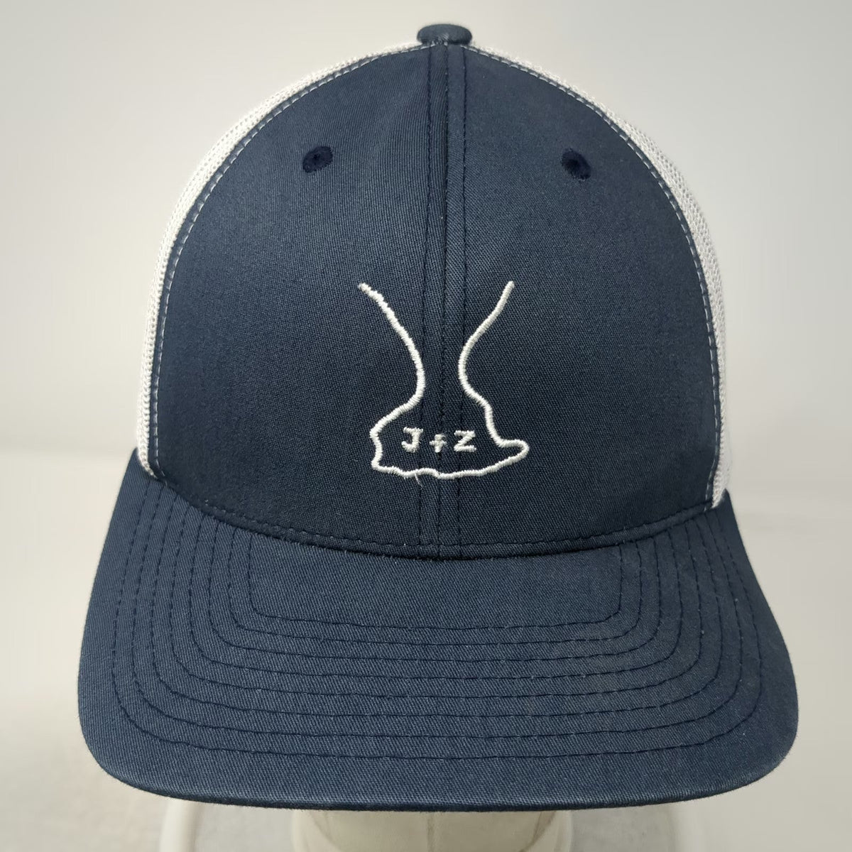 Yupoong Trucker Hat Blue One Size Mesh Back Snapback J+Z Graphic Logo Polyester