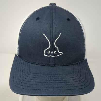 Yupoong Trucker Hat Blue One Size Mesh Back Snapback J+Z Graphic Logo Polyester