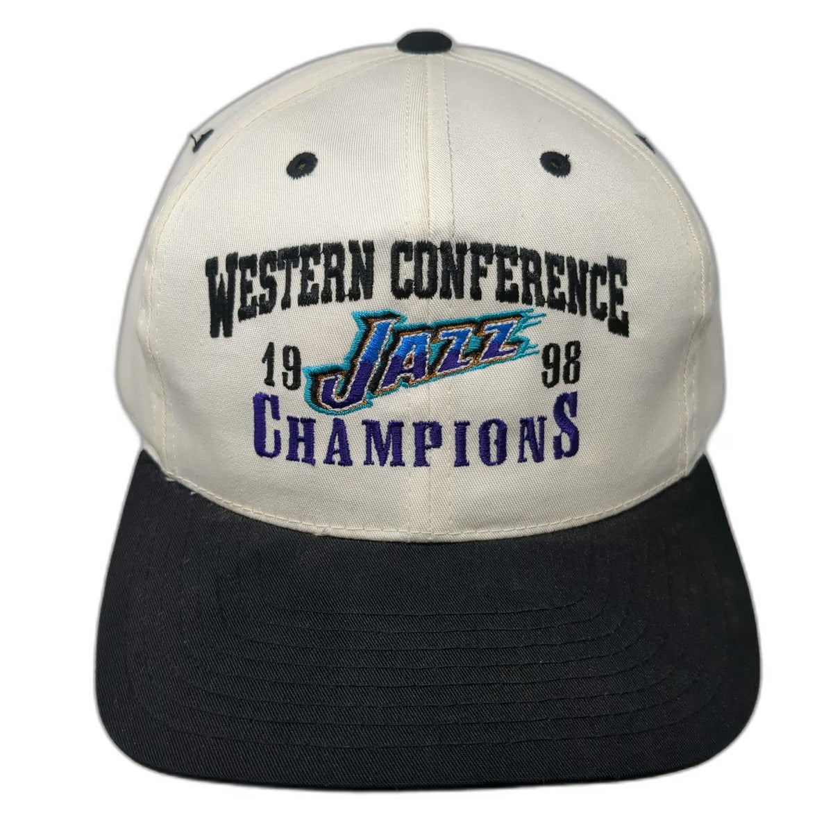 Utah Jazz NBA Twins Enterprise Snapback White Black 1998 Champions Hat Vintage