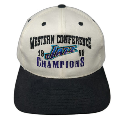 Utah Jazz NBA Twins Enterprise Snapback White Black 1998 Champions Hat Vintage