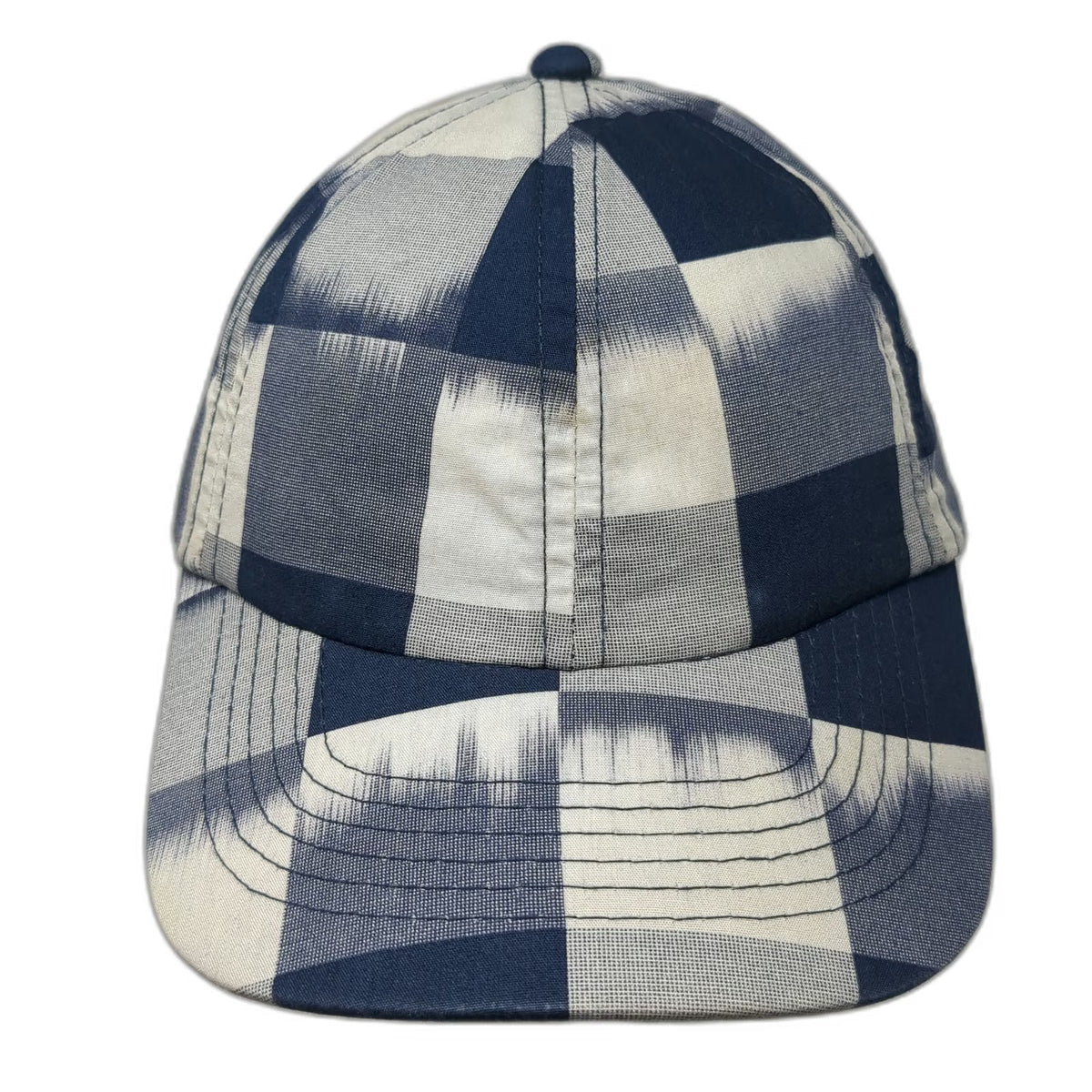 Madewell Biltmore Baseball Cap Blue White One Size Checkered Blurred Pattern Hat