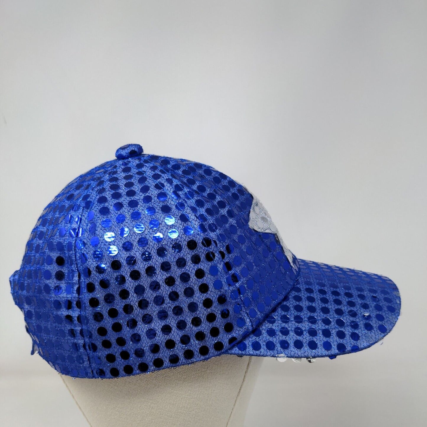 Star Sequin Strapback Hat Blue One Size Adjustable Sparkle 6 Panel