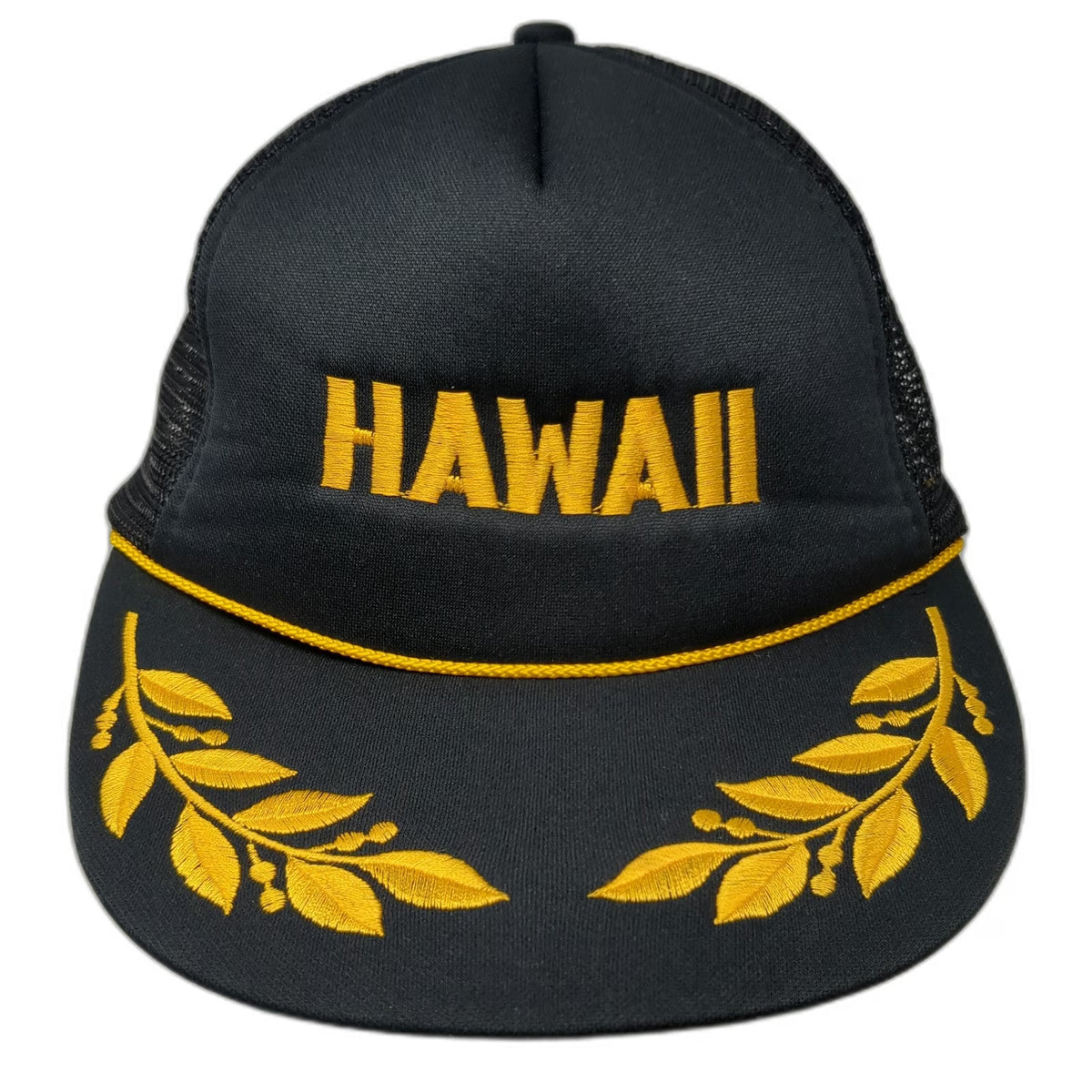 Intercontinental Corp Hawaii Trucker Hat Black One Size Mesh Rope Scrambled Eggs