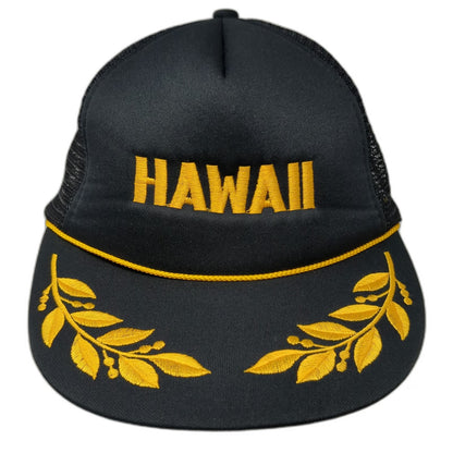 Intercontinental Corp Hawaii Trucker Hat Black One Size Mesh Rope Scrambled Eggs