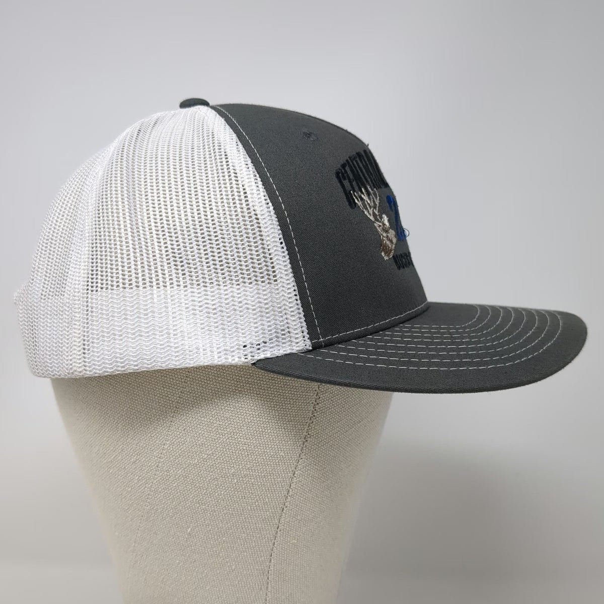 Richardson Trucker Hat Gray White One Size Central Valley Bucks Bulls Deer Elk