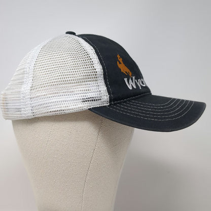 J Hats Trucker Hat Black White One Size Wyoming Bucking Horse Mesh Snapback