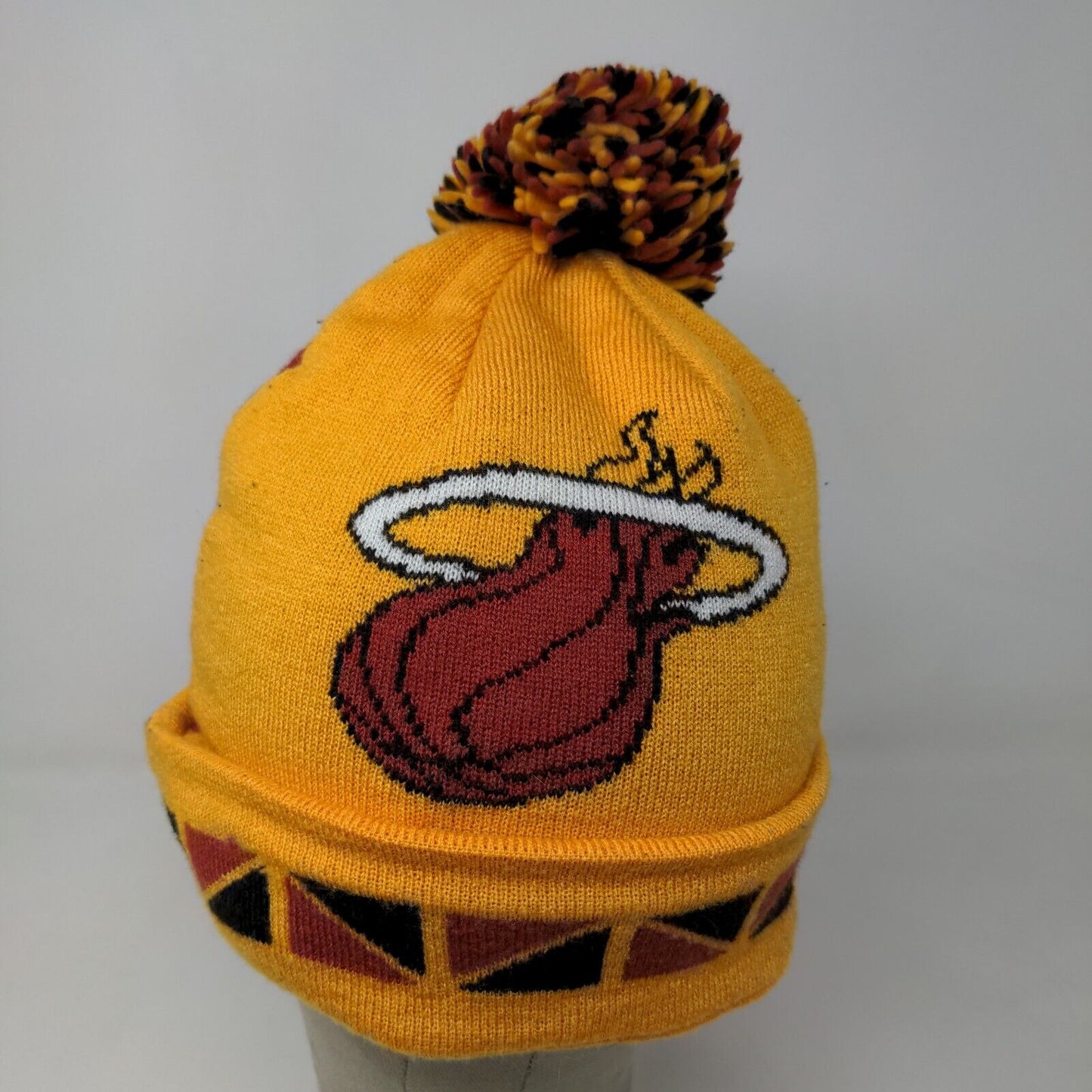 Mitchell & Ness Men's NBA Knit Beanie Hat Cap Yellow Miami Heat 100% Acrylic