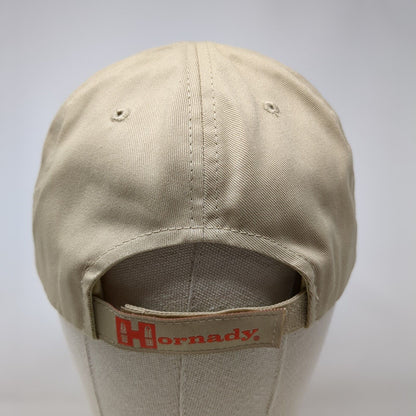 Hornady Strapback Hat Tan OSFA Adjustable Embroidered Vented Holes Cotton