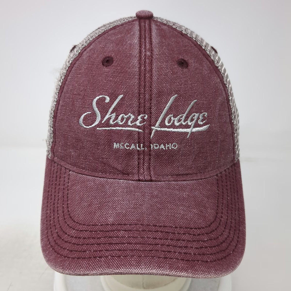 Legacy Trucker Hat Red One Size Shore Lodge McCall Idaho Mesh Snapback Hat