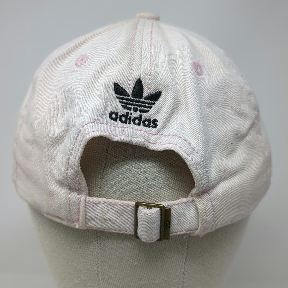 Adidas Baseball Cap Pink One Size Trefoil Logo Slideback Gray Underbrim Hat