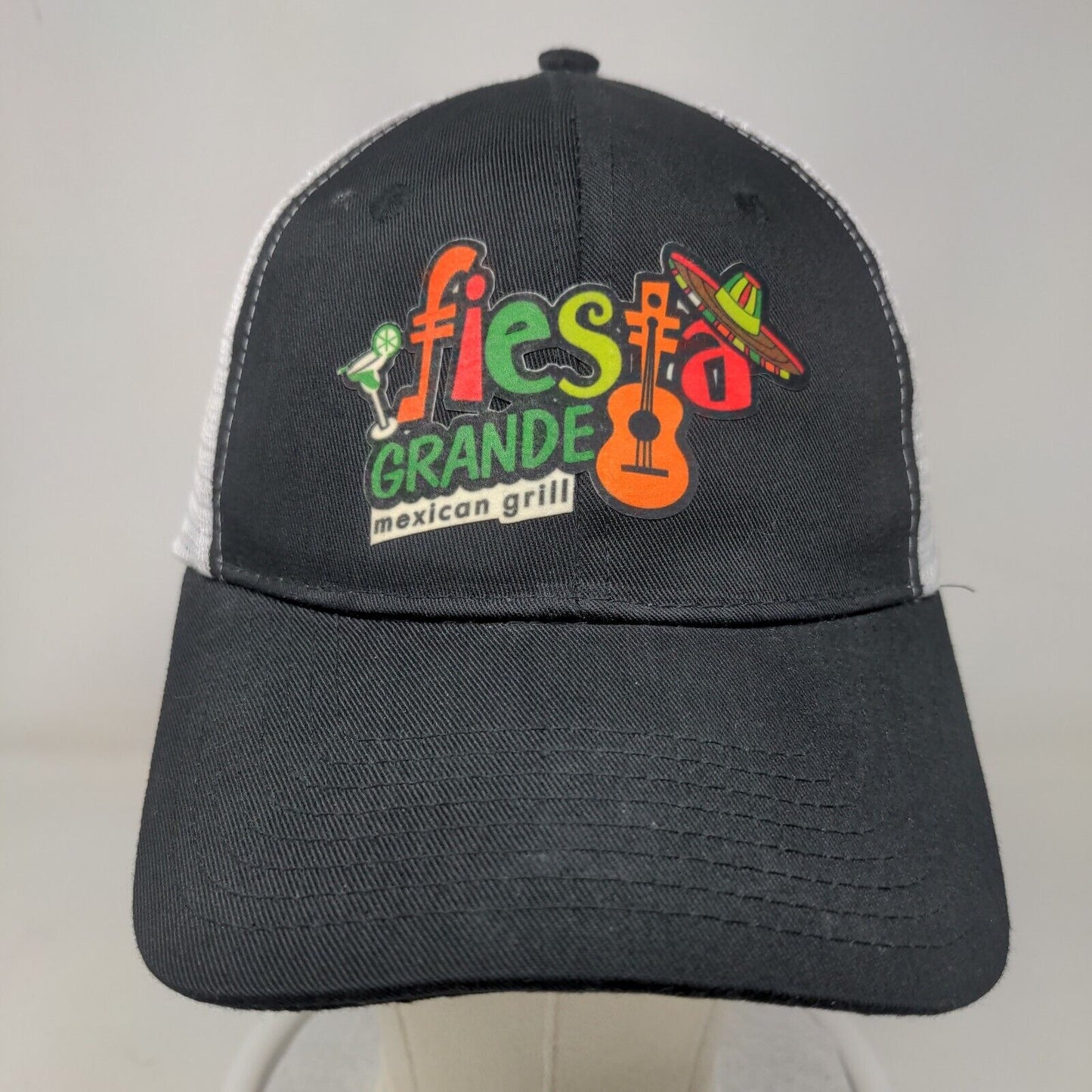 Fiesta Grande Mexican Grill Snapback Hat One Size Black Mesh Back Vent Holes