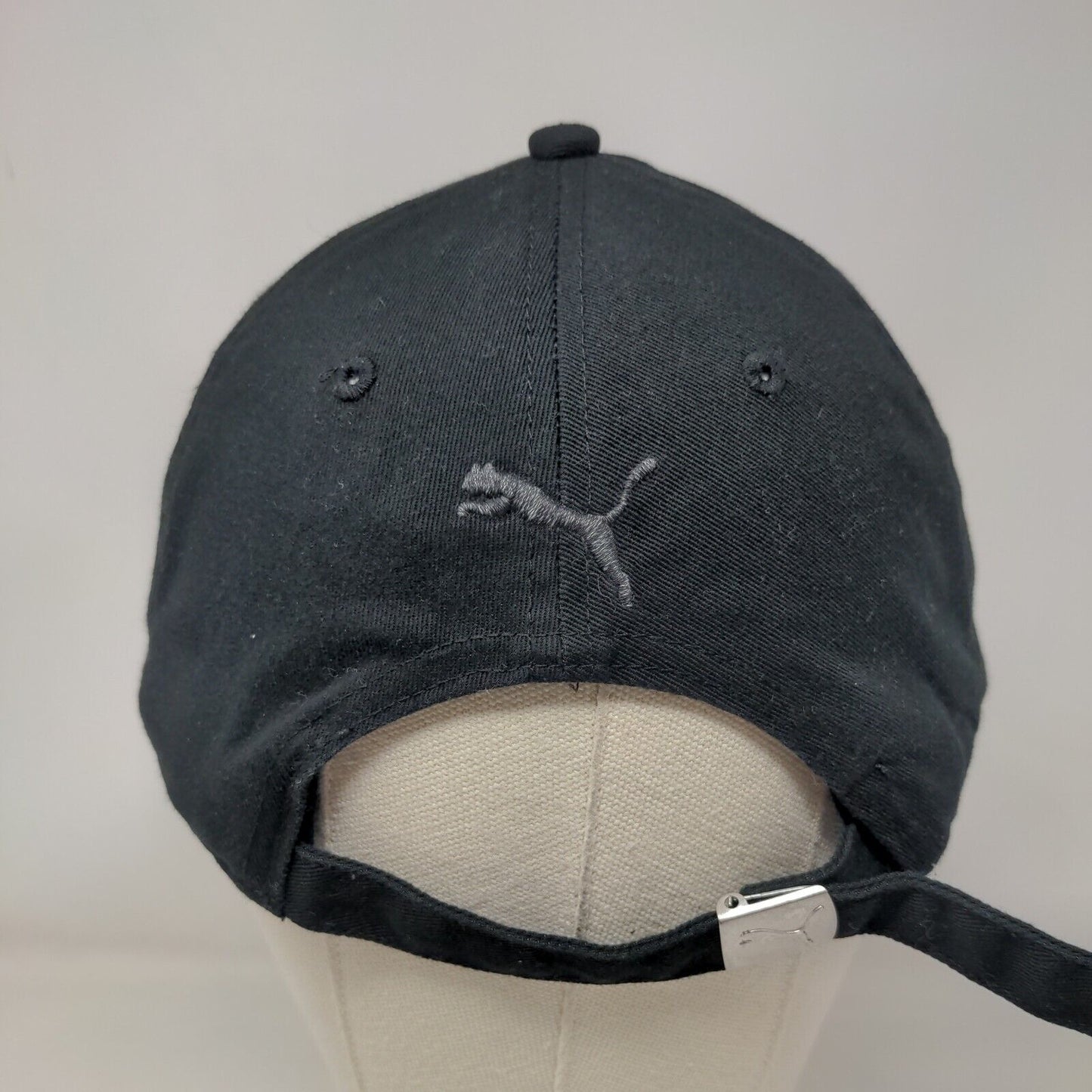 PUMA Slideback Hat Black One Size Adjustable Embroidered Logo 6 Panel