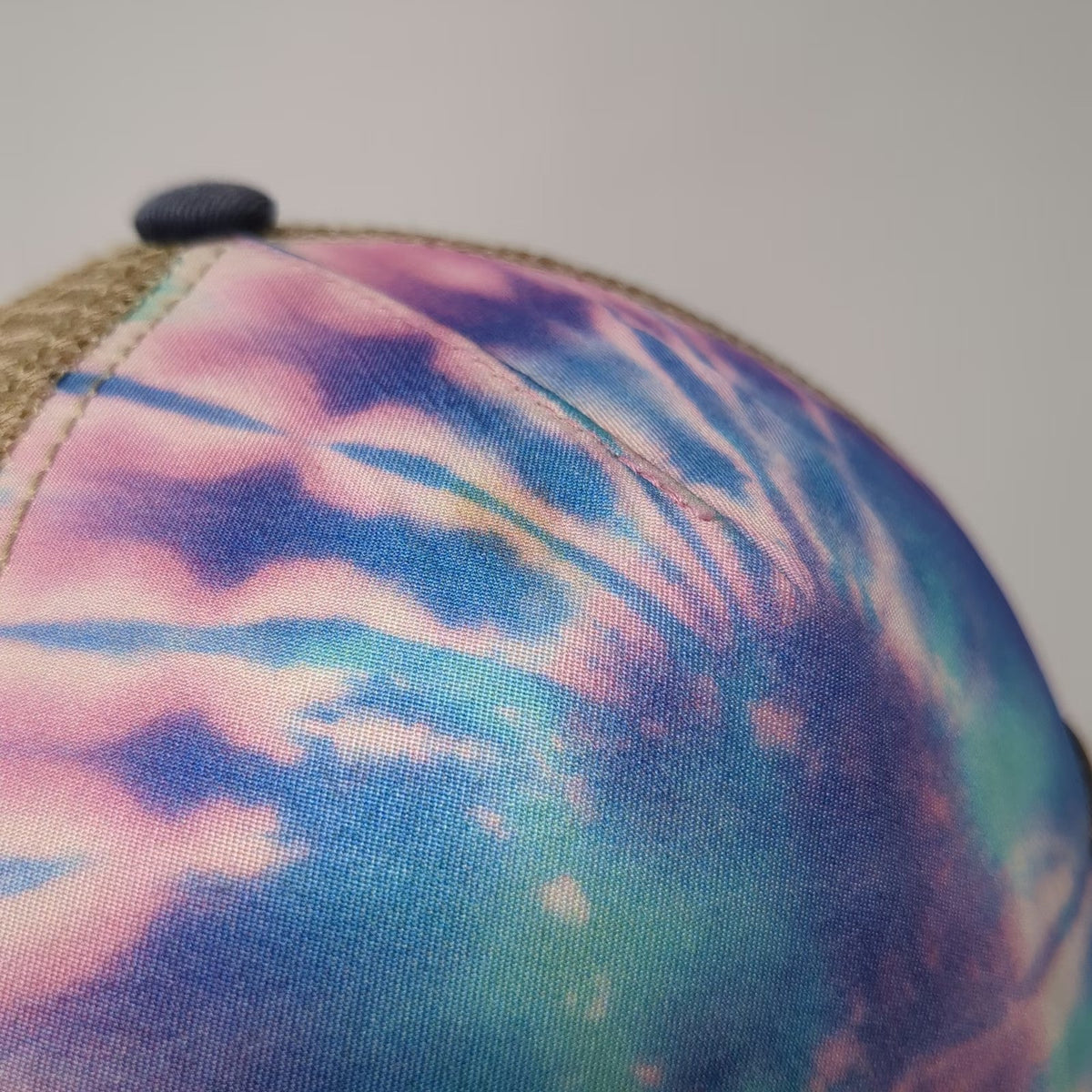 Legacy Trucker Hat Blue Beige Tie-Dye Hilton Head One Size Mesh Back Patch Hat