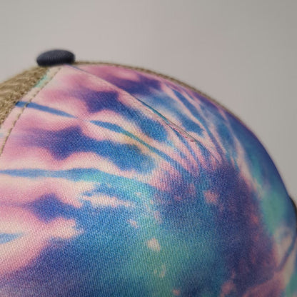 Legacy Trucker Hat Blue Beige Tie-Dye Hilton Head One Size Mesh Back Patch Hat