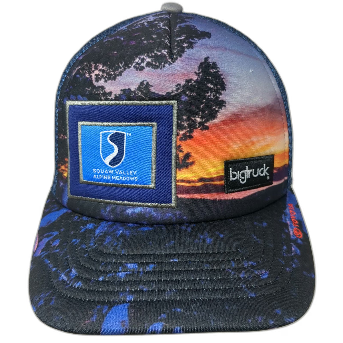 Bigtruck Trucker Hat Blue Orange One Size Squaw Valley Alpine Meadows Sunset