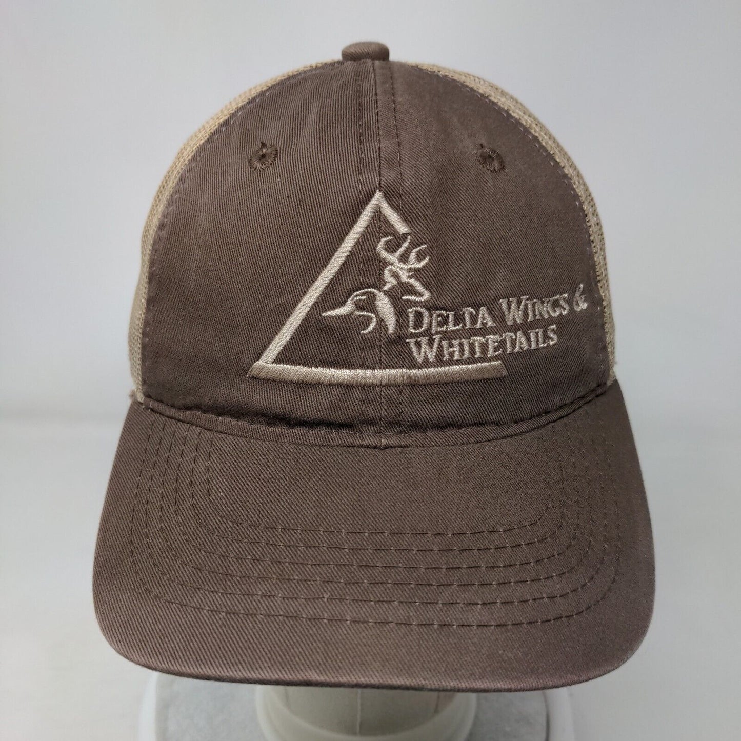 Delta Wings & Whitetails Strapback Mesh Back Trucker Hat Brown OSFM