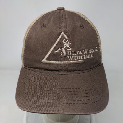 Delta Wings & Whitetails Strapback Mesh Back Trucker Hat Brown OSFM