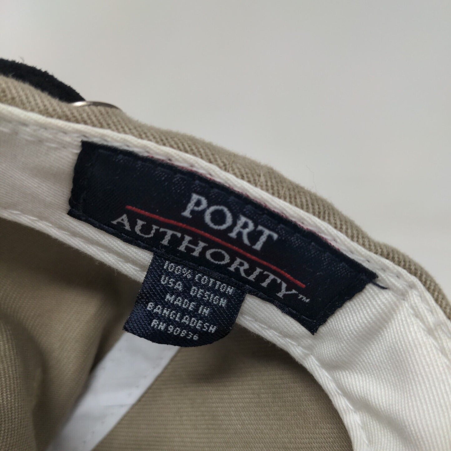 1250M Slideback Hat One Size Tan Embroidered Logo Vent Holes Port Authority