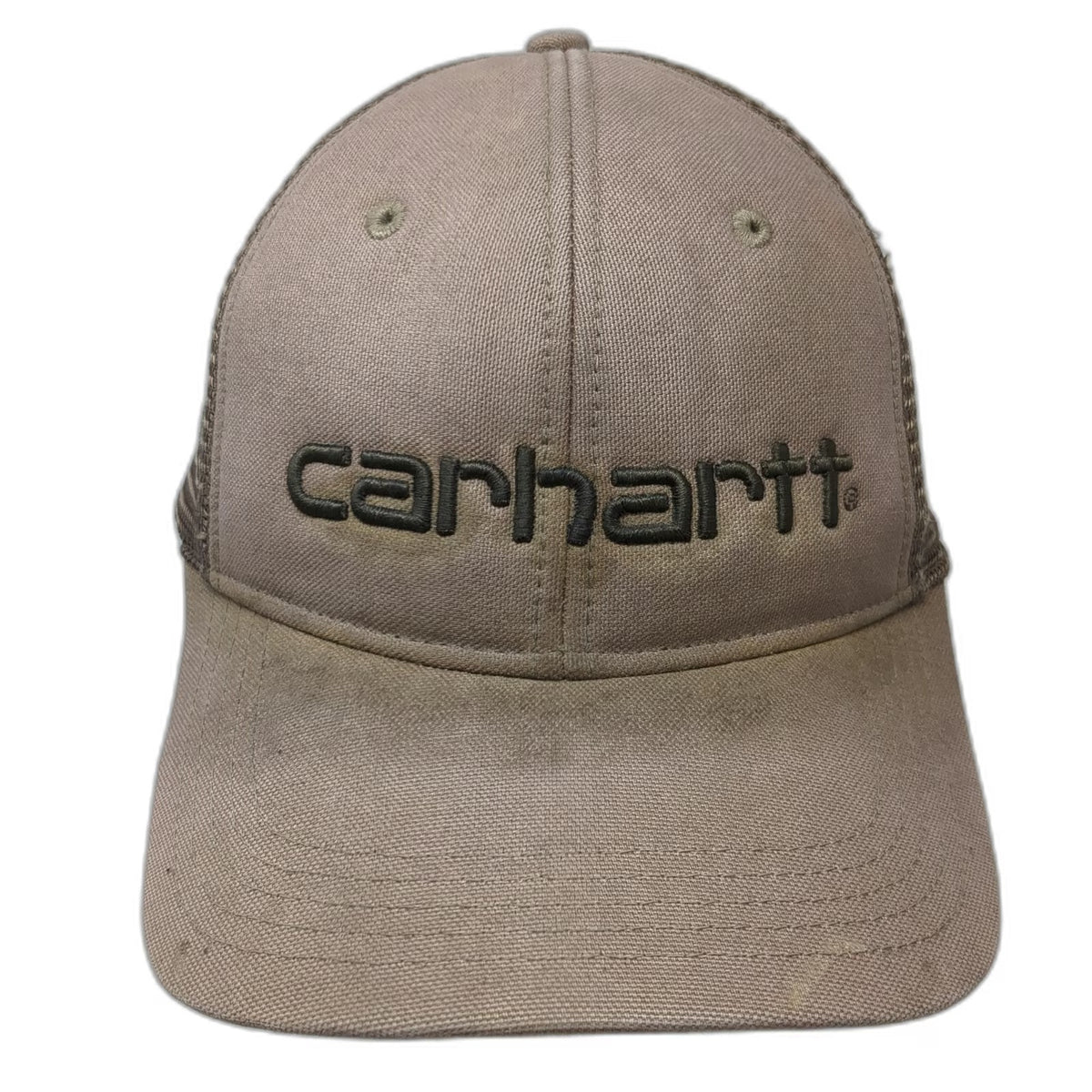 Carhartt Trucker Hat Brown One Size Mesh Back Snapback Embroidered Logo Canvas