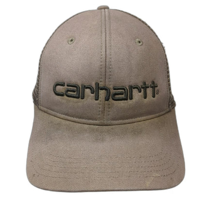 Carhartt Trucker Hat Brown One Size Mesh Back Snapback Embroidered Logo Canvas