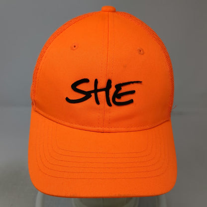 Bass Pro Shops Trucker Hat Orange One Size SHE Logo Mesh Back Snapback Hunting