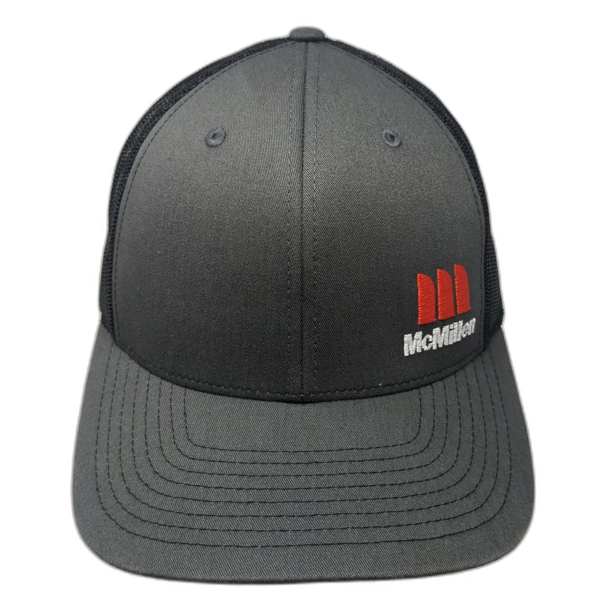 Richardson Trucker Hat Gray Black One Size Mesh Back Snapback McMillen Logo Hat