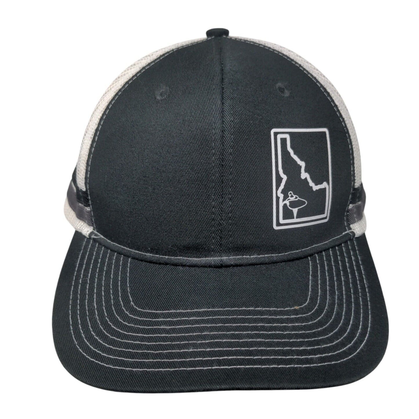 Idaho Snapback Trucker Hat Black One Size Adjustable Mesh Back Port Authority