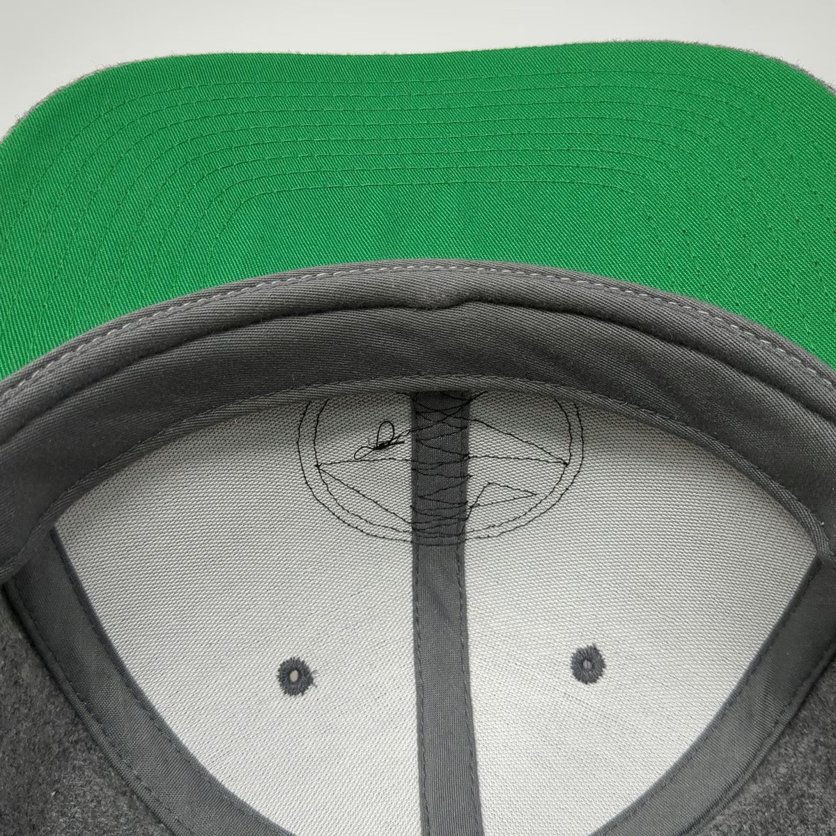 Yupoong Snapback Hat Gray One Size Wool Blend Bear Patch Green Underbrim Bill