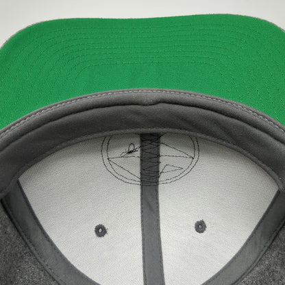 Yupoong Snapback Hat Gray One Size Wool Blend Bear Patch Green Underbrim Bill