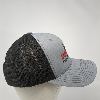 Superior Construction Snapback Trucker Hat Gray OS Adjustable Mesh Richardson
